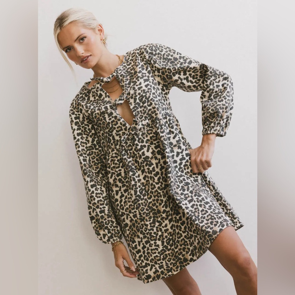 Tyler Peplum Mini Dress in Leopard